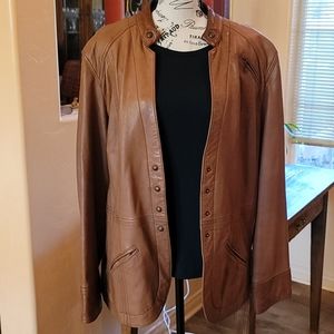 Brown leather blazer